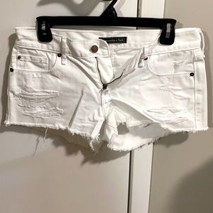 White Denim Ripped Shorts